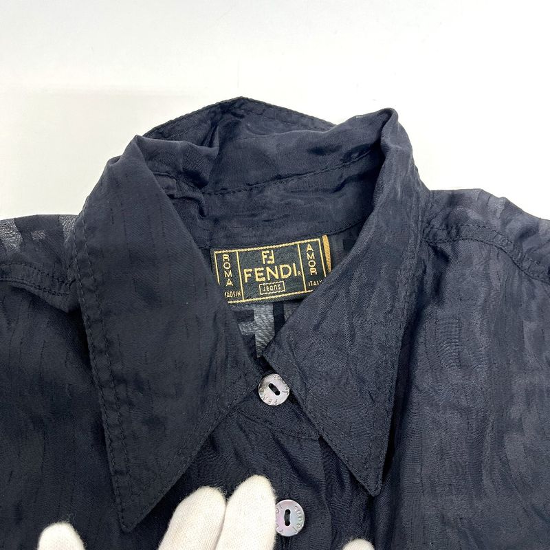 Fendi Blouse Jeans Zucca All Over Pattern Viscose Black