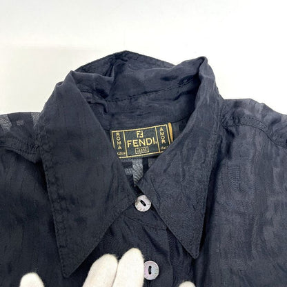 Fendi Blouse Jeans Zucca All Over Pattern Viscose Black