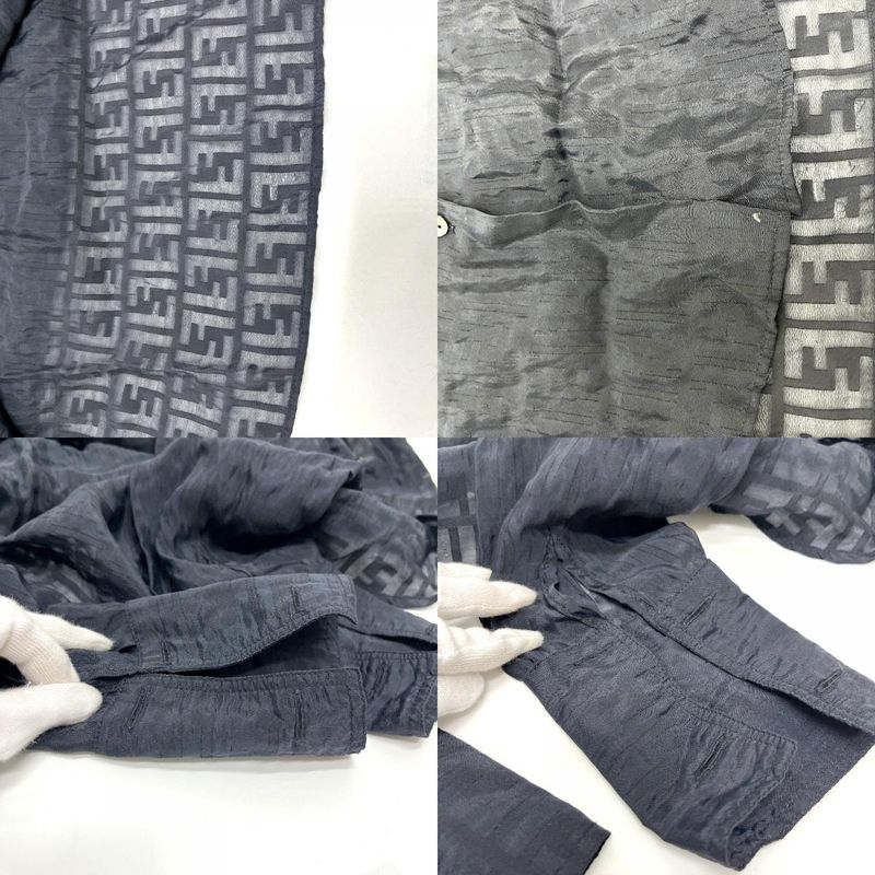 Fendi Blouse Jeans Zucca All Over Pattern Viscose Black