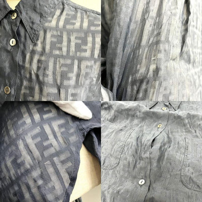 Fendi Blouse Jeans Zucca All Over Pattern Viscose Black
