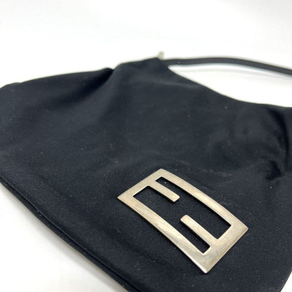 Fendi Handbag Logo Satin Black X