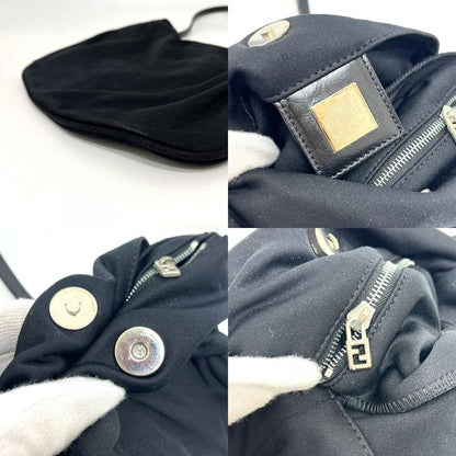 Fendi Handbag Logo Satin Black X