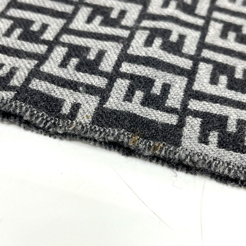 Fendi Scarf Zucca All Over Pattern Wool Gray