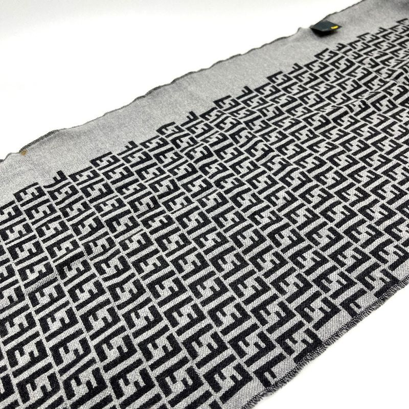 Fendi Scarf Zucca All Over Pattern Wool Gray