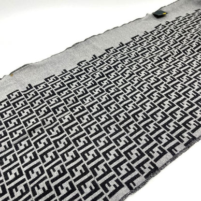 Fendi Scarf Zucca All Over Pattern Wool Gray