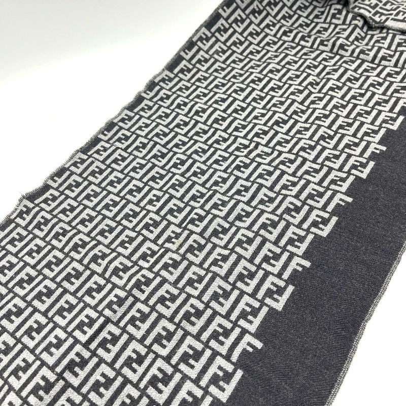 Fendi Scarf Zucca All Over Pattern Wool Gray