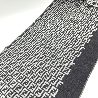 Fendi Scarf Zucca All Over Pattern Wool Gray