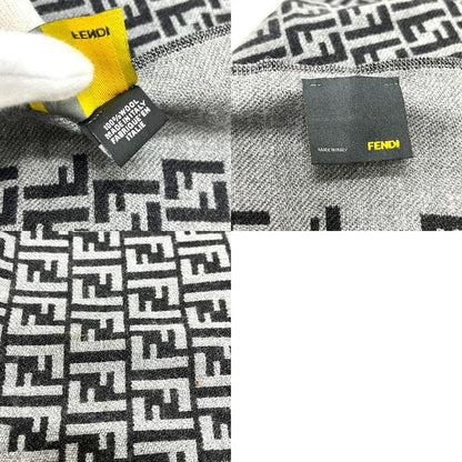 Fendi Scarf Zucca All Over Pattern Wool Gray