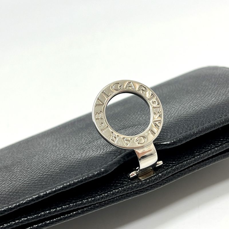 Bvlgari Wallet Logo Clip Leather Black X