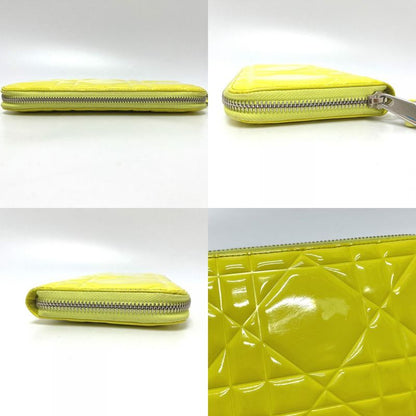 Dior Wallet Cannage Enamel Neon Yellow Neon Yellow- X