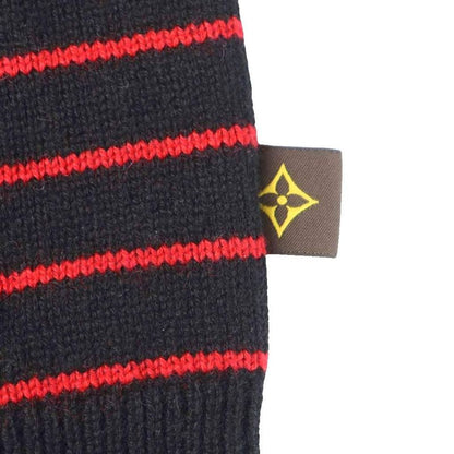 Louis Vuitton Knit Sweater Long Sleeve Cashmere Wool Blend Monogram M Black Red