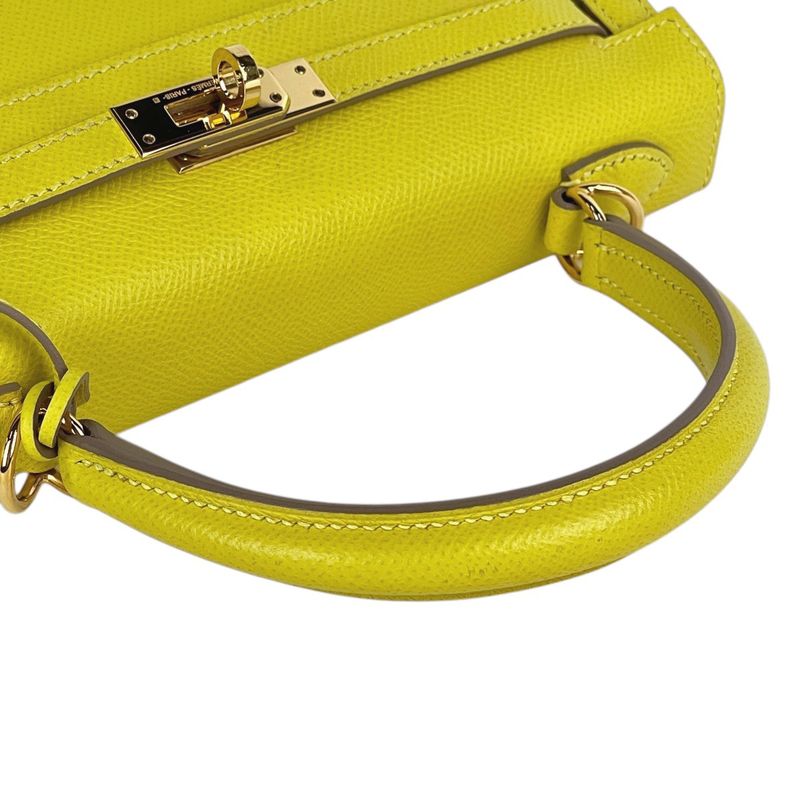 Hermes Kelly 25 Sellier 2-Way Shoulder Bag Veau Epsom Lime