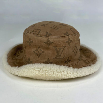 Louis Vuitton Chapeau Monogram Shearling Bucket Hat Sheep Leather Brown