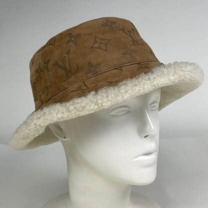 Louis Vuitton Chapeau Monogram Shearling Bucket Hat Sheep Leather Brown