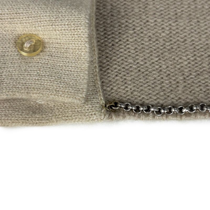 Chanel CC Logo Button Cardigan Knit Top Cashmere Beige