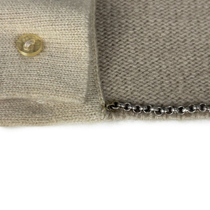 Chanel CC Logo Button Cardigan Knit Top Cashmere Beige