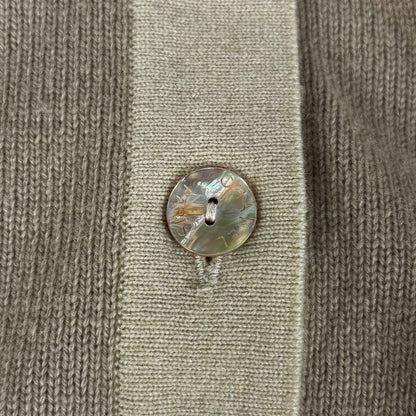 Chanel CC Logo Button Cardigan Knit Top Cashmere Beige