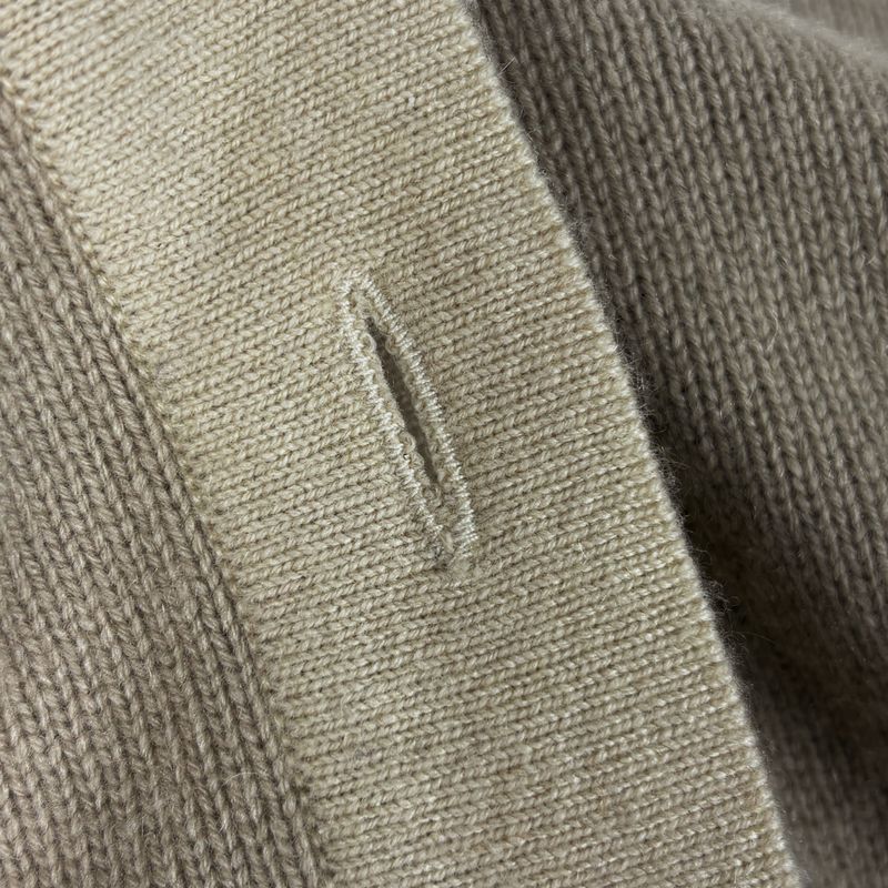 Chanel CC Logo Button Cardigan Knit Top Cashmere Beige