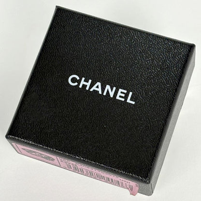 Chanel CC Logo Rhinestone Ring Camellia Motif Gold Plated Black Gold Black