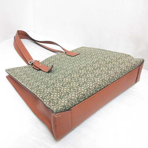 Loewe Buckle Horizontal Tote Anagram Jacquard Leather Green