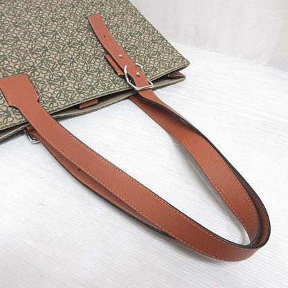 Loewe Buckle Horizontal Tote Anagram Jacquard Leather Green