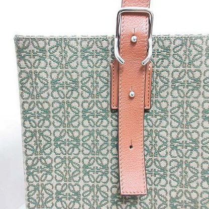 Loewe Buckle Horizontal Tote Anagram Jacquard Leather Green