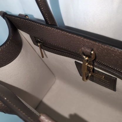 Gucci Leather Brown Logo Anniversary Tote