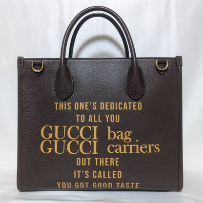 Gucci Leather Brown Logo Anniversary Tote