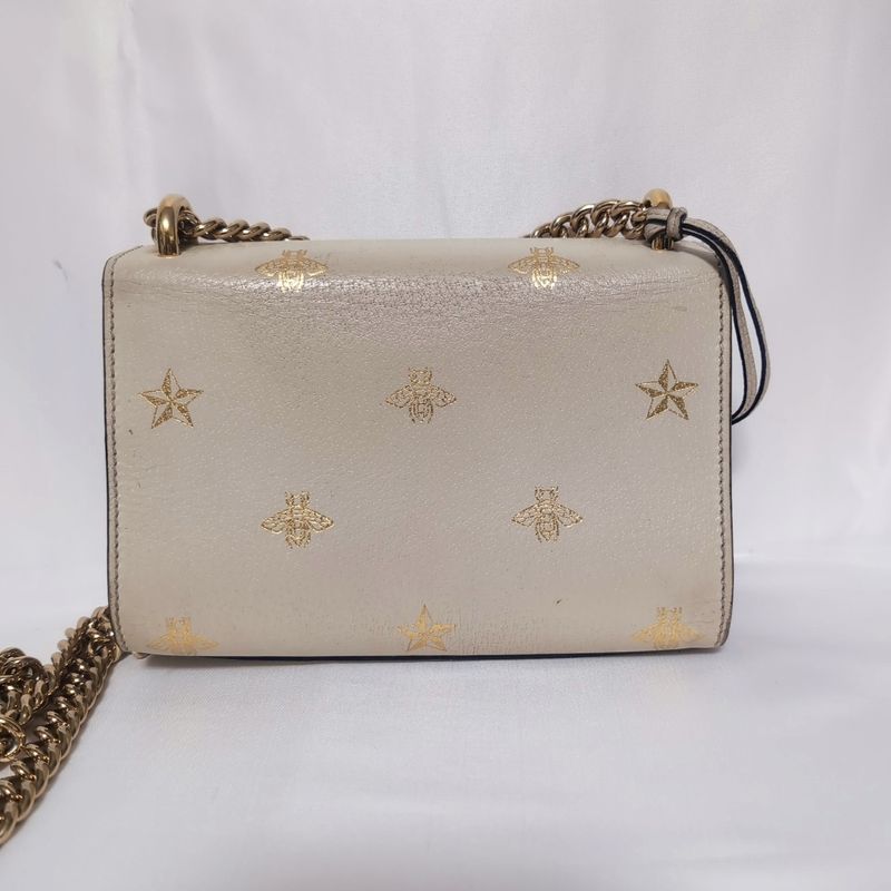 Gucci Leather Bi Star White Padlock Chain Shoulder Bag