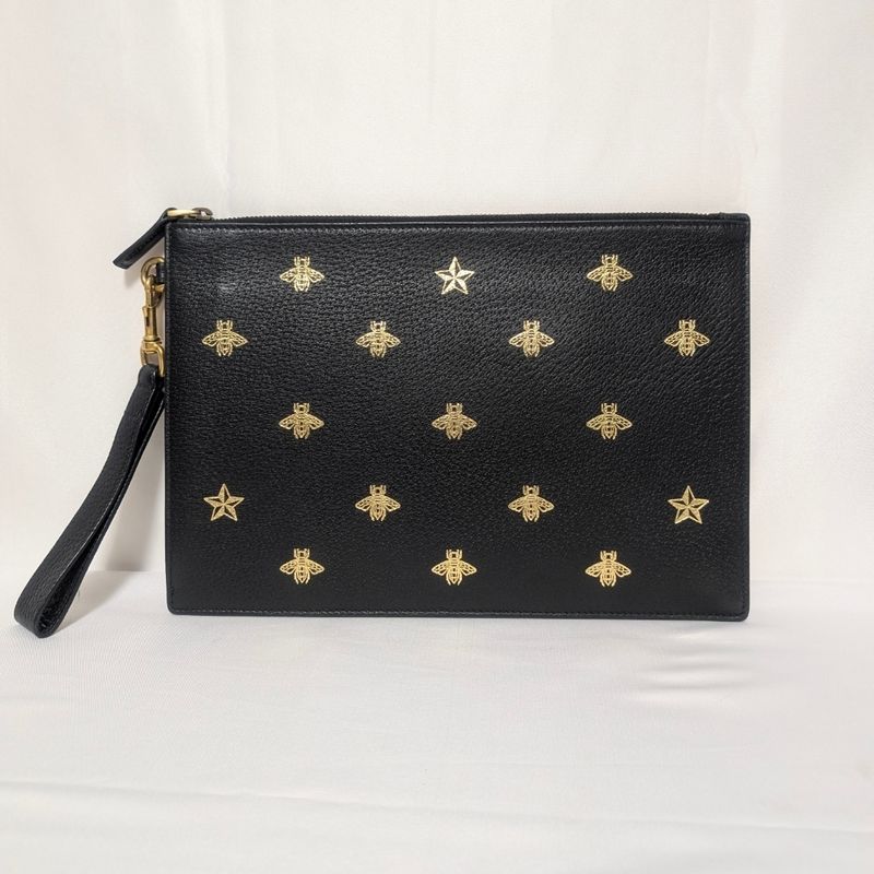 Gucci Leather Bi Black Clutch