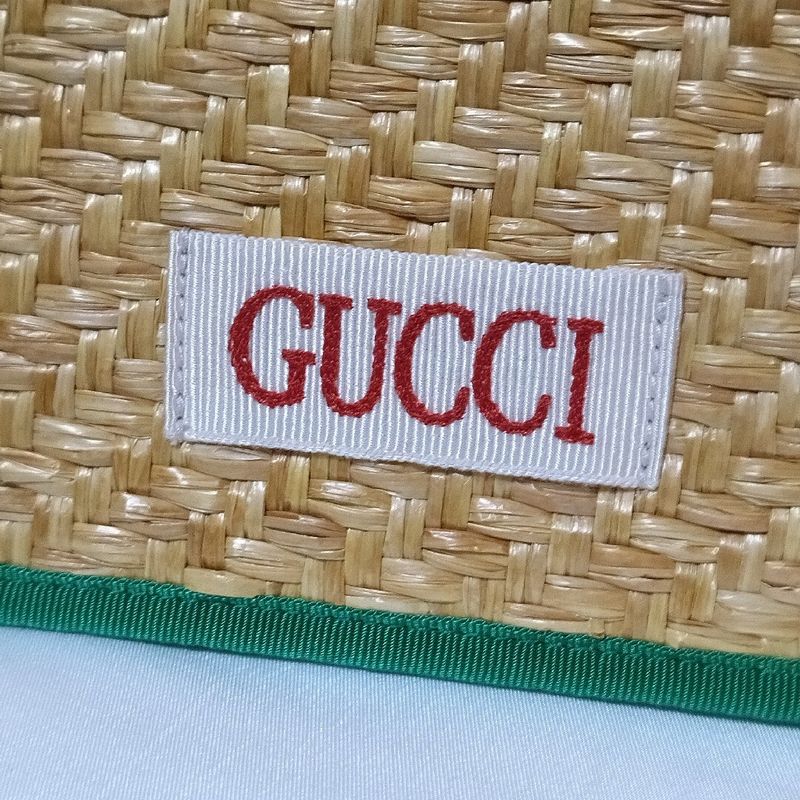 Gucci Children's Glider Straw Green Tote
