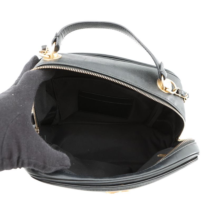 Chanel Chain Shoulder Bag Quilted CC Logo Vanity Lambskin Black 2-Way