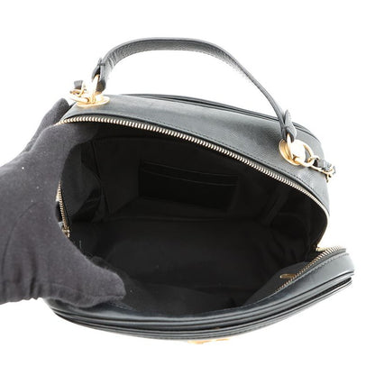 Chanel Chain Shoulder Bag Quilted CC Logo Vanity Lambskin Black 2-Way