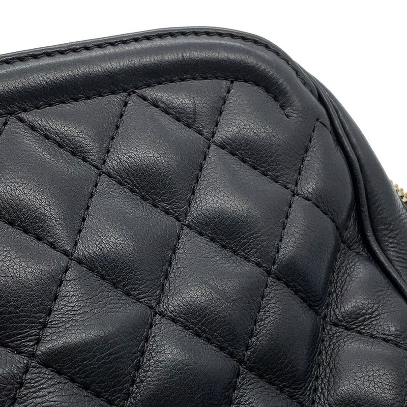 Chanel Chain Shoulder Bag Quilted CC Logo Vanity Lambskin Black 2-Way
