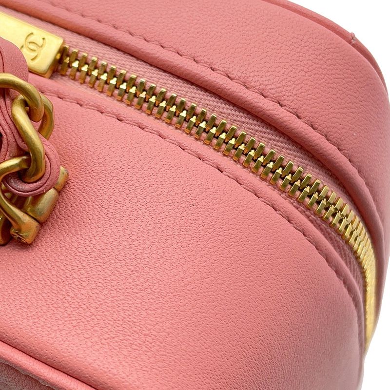 Chanel Chain Shoulder Bag Quilted CC Logo Vanity Top Handle Lambskin
