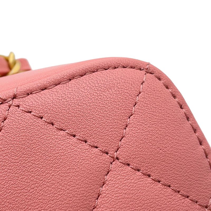 Chanel Chain Shoulder Bag Quilted CC Logo Vanity Top Handle Lambskin
