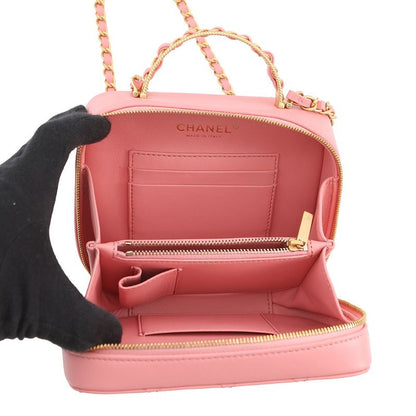Chanel Chain Shoulder Bag Quilted CC Logo Vanity Top Handle Lambskin