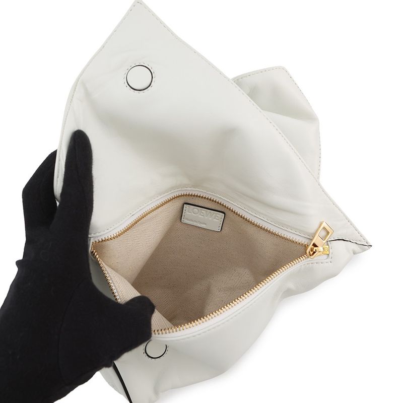 Loewe Clutch Ribbon Leather White