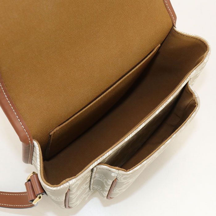 Celine Midi Amforco Triomphe Canvas Crossbody Shoulder Bag Leather