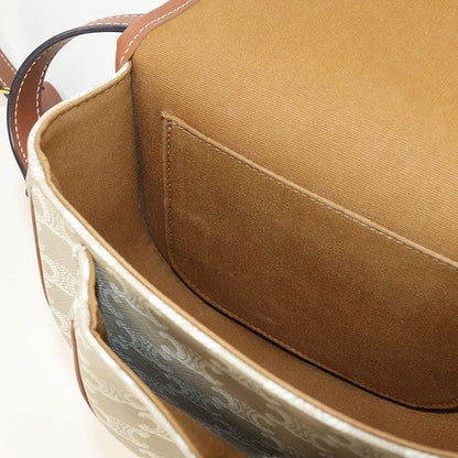 Celine Midi Amforco Triomphe Canvas Crossbody Shoulder Bag Leather