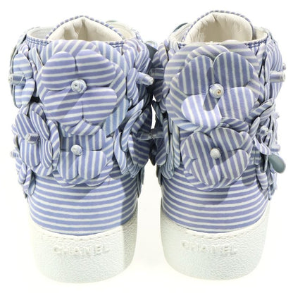 Chanel Camellia High Cut Sneakers Blue White