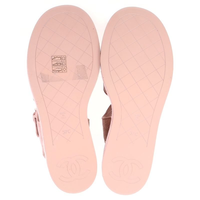 Chanel Platform Sandals Pink Nubuck