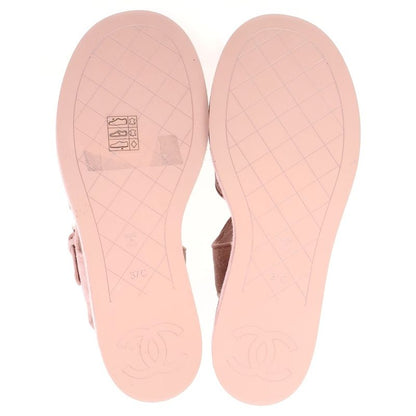 Chanel Platform Sandals Pink Nubuck