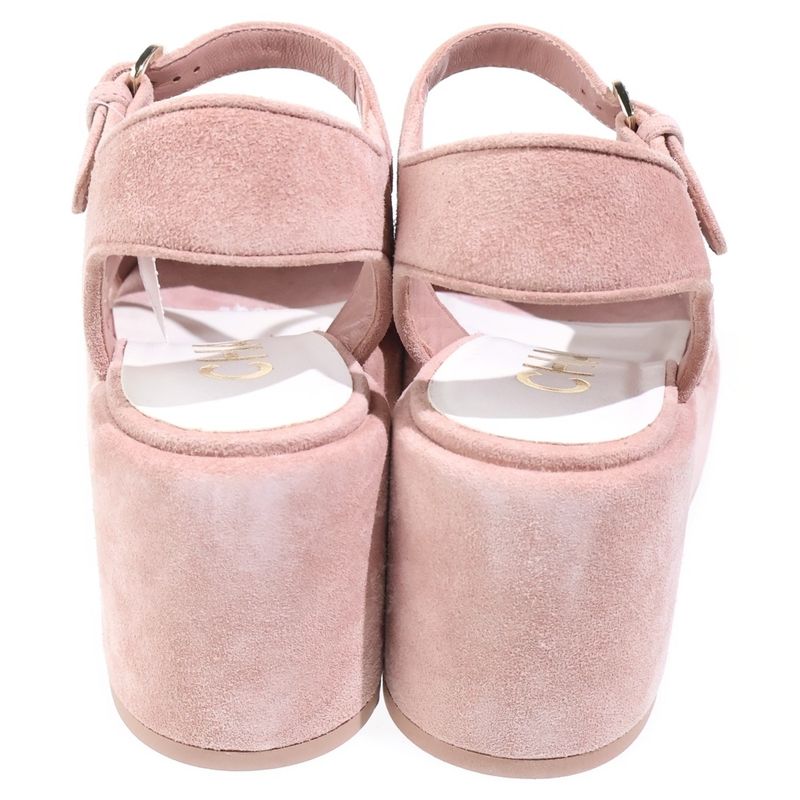 Chanel Platform Sandals Pink Nubuck