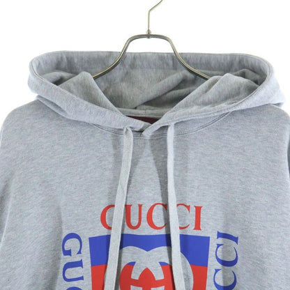 Gucci Hoodie Logo Print Pullover Sweatshirt Gray Sweater