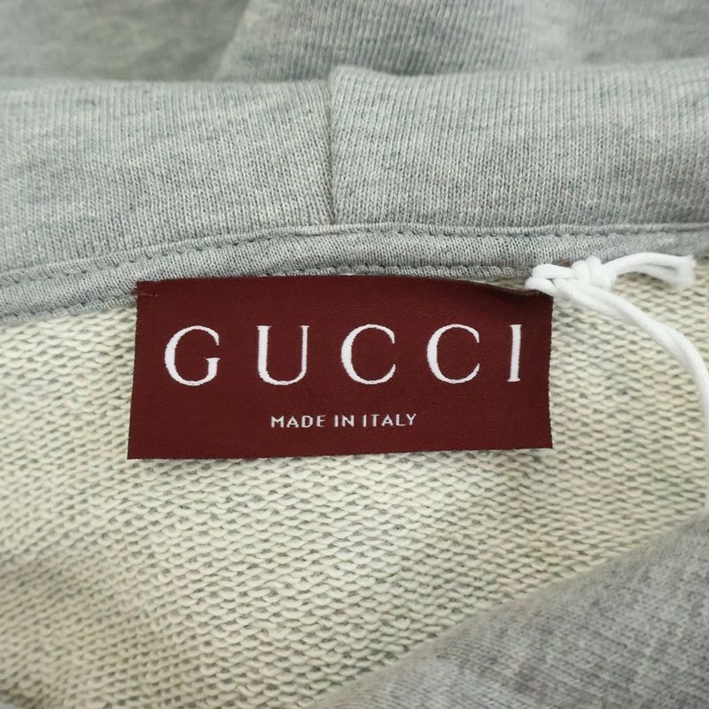 Gucci Hoodie Logo Print Pullover Sweatshirt Gray Sweater