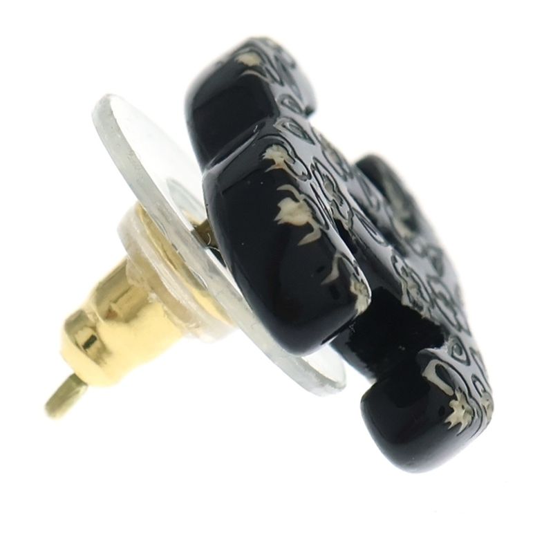Chanel Camellia Flower Earrings CC Logo