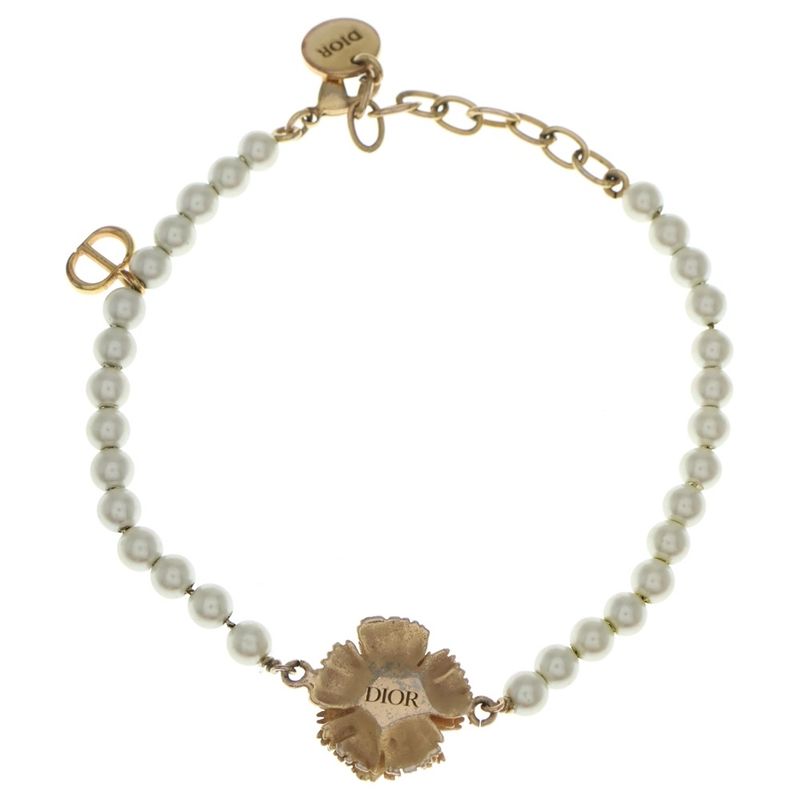 Dior Faux Pearl Flower Bracelet Gold