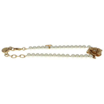 Dior Faux Pearl Flower Bracelet Gold