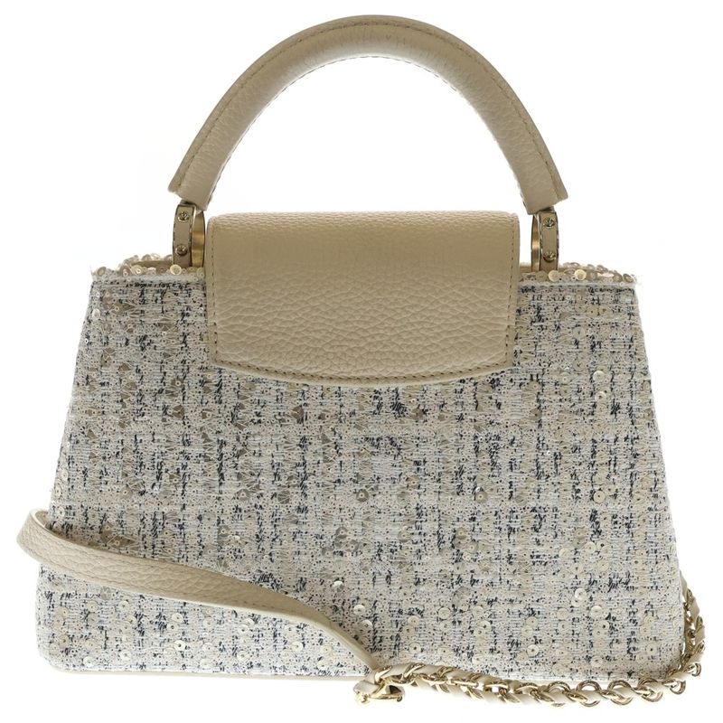 Louis Vuitton Capucines BB 2-Way Shoulder Bag White Tweed Leather